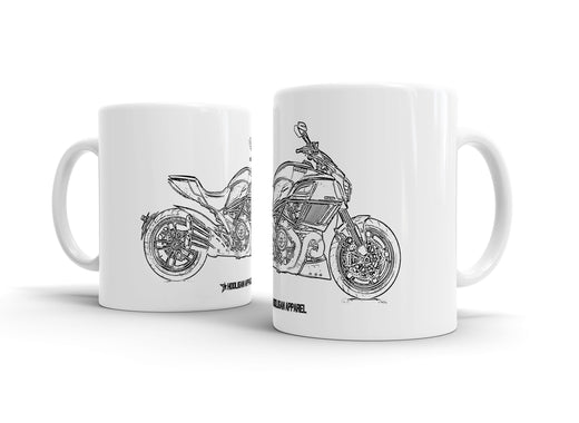Ducati Diavel Carbon 2017 White Ceramic Mug Hooligan Apparel